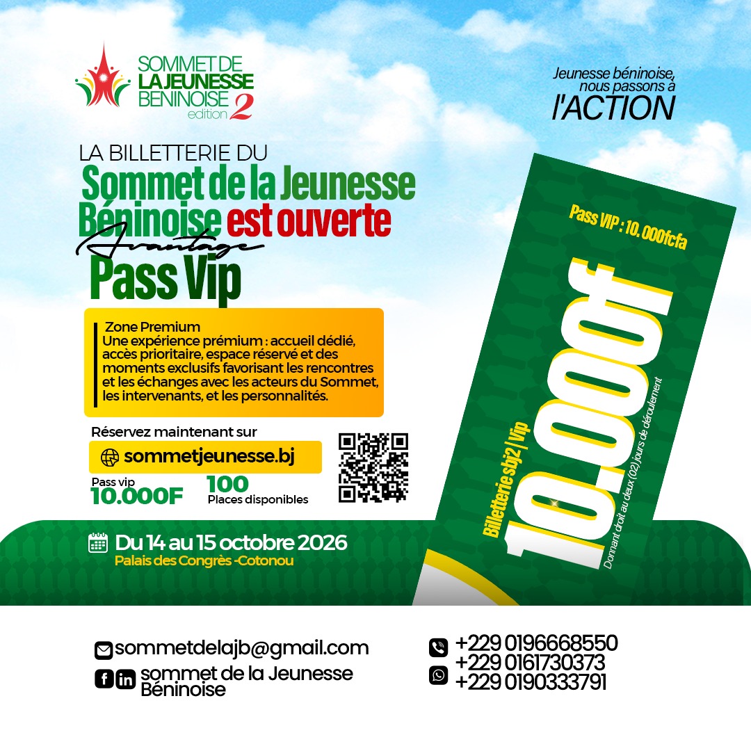 Affiche officielle du Pass VIP — 10 000 FCFA